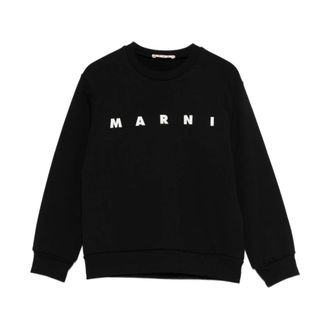 Marni Kids Sweatshirts, male, Black, 14 Y, Logo Crew-Neck Sweatshirt