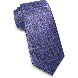 Ted Baker Adelaide Float Medallion Silk Blend Tie in Purple at Nordstrom Rack