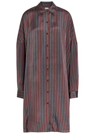 Dries Van Noten Dasia Striped Satin Midi Shirt Dress - Grey - S (UK8-10 / S)