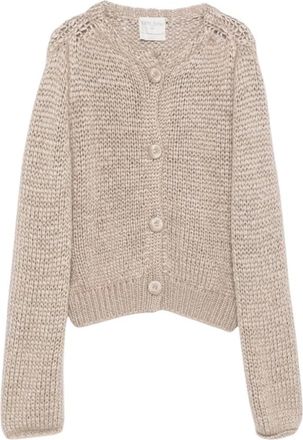 Forte_Forte My Knit Mandorla Cardigan - Dames - Vesten - Beige - S - Kasjmier - Truien & Vesten
