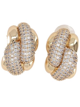 Self Portrait Knot Polished Brass Zircon Earrings