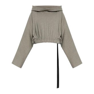 Rick Owens Hoodies & sweatvesten, Dames, Grijs, ONE Size, Katoen, Korte hoodie