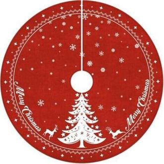 OEM Funda Para &Aacute;rbol De Navidad, 122 Cm, Roja, Redonda, Para &Aacute;rbol De Navidad, Ciervo Y Copo De Nieve, Decoraci&oacute;n Navide&ntilde;a Para El Hogar