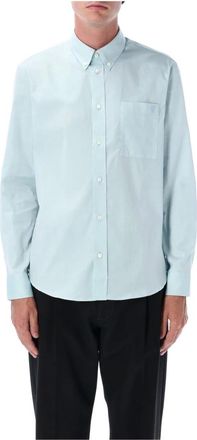 Burberry Overhemden, Heren, Blauw, S, Katoen, Katoenen overhemd met charme-embleem