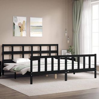 Berkfield Home Beautiful Bed Frame with Headboard Black 200x200 cm Solid Wood