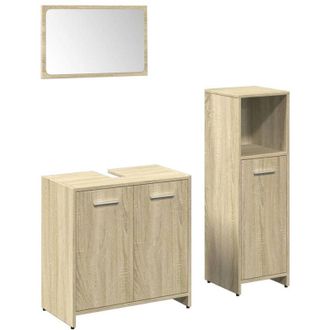 vidaXL Vidaxl - Set De Muebles De Ba&ntilde;o 3 Pzas Madera Contrachapada Roble Sonoma