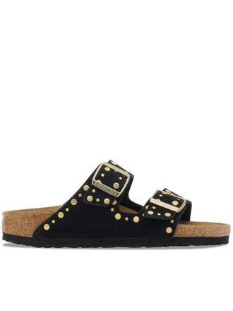 Birkenstock Arizona Rivet Black Suede Studded Sandals