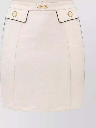 Elisabetta Franchi piping and flap skirts with gold buttons