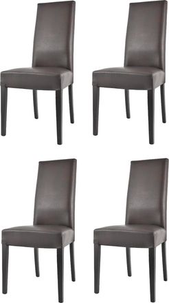 Tommychairs Tommychairs 4 Sillas Glory En Haya, Asiento En Polipiel Marron