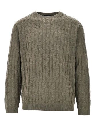 Emporio Armani textured crew-neck sweater - men - Polyester/Lycra/Wool - M - Green