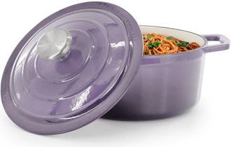 MegaChef 2.7 Quart Round Enameled Cast Iron Casserole in Purple at Nordstrom