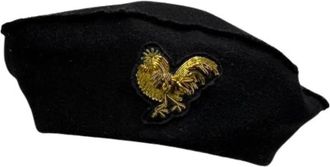 Dior Pre-owned Accessories, female, Black, Size: ONE SIZE Pre-owned Rooster-Embellished Beret Hat