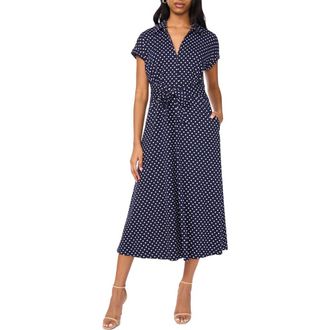Halogen Polka Dot Midi Dress in Classic Navy at Nordstrom Rack, Size Large