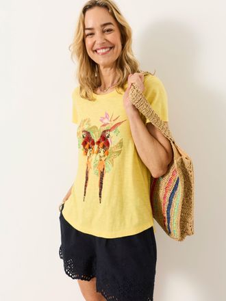 Fat Face FatFace Natalie Yellow Parrot Graphic T-Shirt