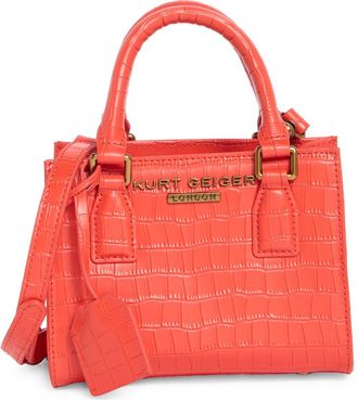 Kurt Geiger Mini Highgate Croc Embossed Tote in Orange at Nordstrom Rack