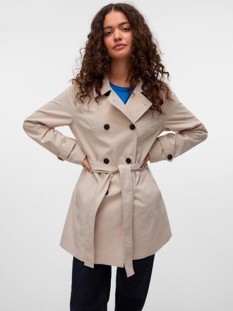 Vero Moda Trenchcoat VERO MODA VMCHELSEA OLIVIA TRENCHCOAT NOOS, Damen, Gr. S, beige (oatmeal), Twill, Obermaterial: 100% Polyester, unifarben, regular fit ca. 