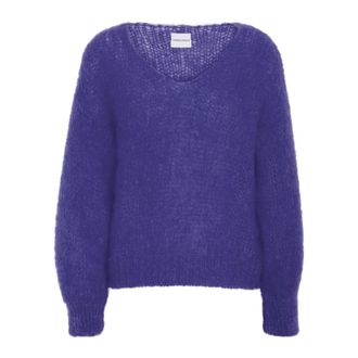 Americandreams Milana LS Mohair Knit - Dames - V-hals truien - Paars - L - Wol - Truien & Vesten