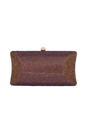 Badgley Mischka Nia Fully Crystal Beveled Minaudiere in Brown at Nordstrom, Size Small