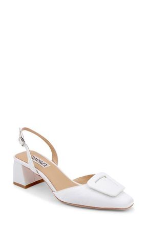 Badgley Mischka Yaneli Slingback Pump in White Crepe at Nordstrom, Size 9.5