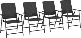 OUTSUNNY 4pcs Rattan Chair Foldable Garden Furniture w/ Armrest Black