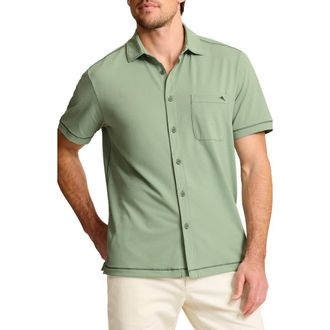 Tommy Bahama Costa Wave Short Sleeve Button-Up Shirt in Dusty Sage at Nordstrom, Size Xxx-Large