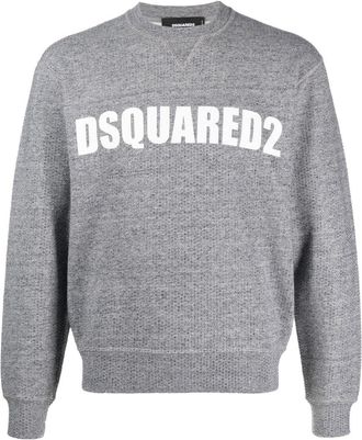 Dsquared2 crystal-embellished logo-print sweatshirt - men - Cotton/glass - M - Grey