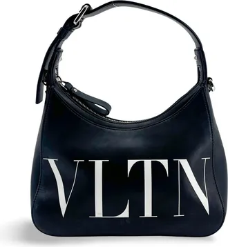 Valentino Garavani VLTN Leather Hobo Bag Black