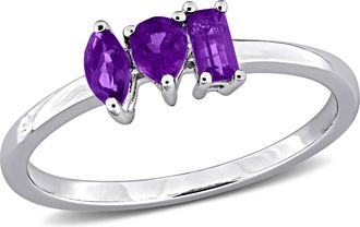 Mimi & Max Multi-Gem Three Stone Ring Sterling Silver