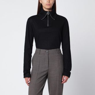 Entire studios Black Wool Zip Collar Top