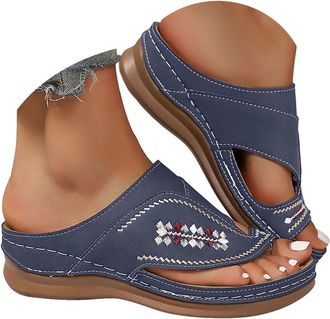 Generic Orthopedic Wedge Sandals for Women 2026 Dressy Summer,Womens Summer Comfortable Flat Flip Flops with Arch Support Platform Slip on Beach Sandals Dress