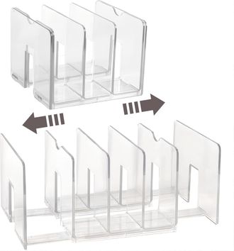 No Brand Paquete De 2 Organizadores De Archivos Expandibles De Acr&iacute;lico Transparente Y Separadores De Documentos De Escritorio Con Rebobinado Autom&aacute;tico