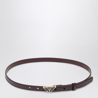 Prada Burgundy Saffiano belt with triangle logo