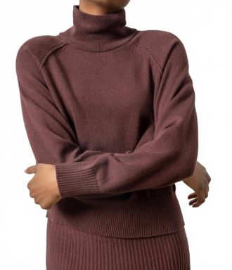 Lilla P Raglan Turtleneck Sweater In Port