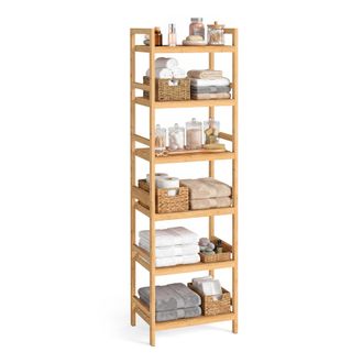 Songmics Songmics Scaffale Portaoggetti In Bamb&ugrave;, Organizzatore A 6 Livelli Per Bagno, Cucina, Camera Da Letto, 30 X 43 X 173 Cm, Naturale Bcb076yl01