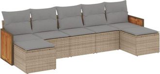 vidaXL Vidaxl - Set Sof&aacute;s De Jard&iacute;n 7 Piezas Y Cojines Rat&aacute;n Sint&eacute;tico Beige