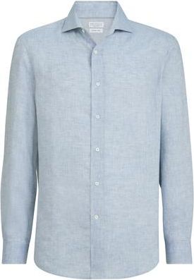 Brunello Cucinelli Linen shirt in Sky Blue at Nordstrom, Size Xx-Large Eu