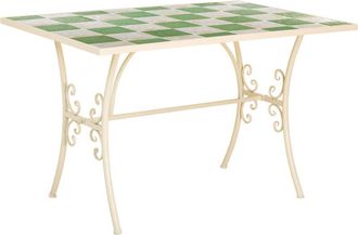 Wanderlust Deco Mesa De Mosaico Y Forja Blanca 120x80x75hcm