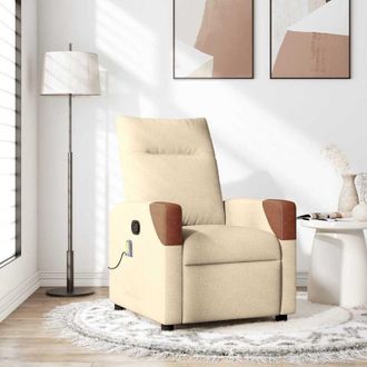 vidaXL Sill&oacute;n De Masaje Reclinable De Tela Crema Vidaxl