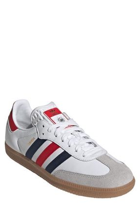 adidas x FIFA Gender Inclusive Samba OG Sneaker in White/Night Indigo/Scarlet at Nordstrom, Size 13.5 Womens