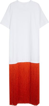 Alaia Fringed Cotton T-Shirt in Blanc at Nordstrom, Size 8 Us