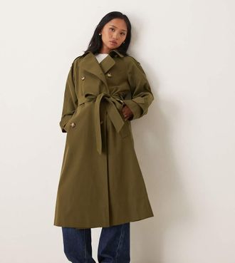 Asos Petite ASOS DESIGN Petite - Trench lungo oliva-Verde