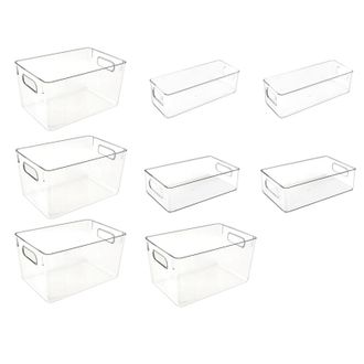 OEM Juego De 8 Organizadores Para Refrigerador (4 Grandes, 2 Medianos, 2 Peque&ntilde;os) Hechos De Pet Transparente, Apilables