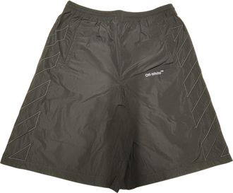 Off-white Mens Diag Outline Black Track Shorts - Size Medium
