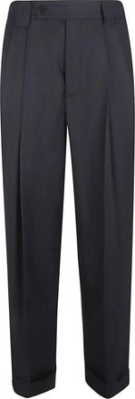 Versace Broek - Heren - Nette broeken - Blauw - L - Wol - Broeken
