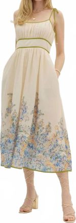 Entro Floral Print Midi Dress In Beige Multi