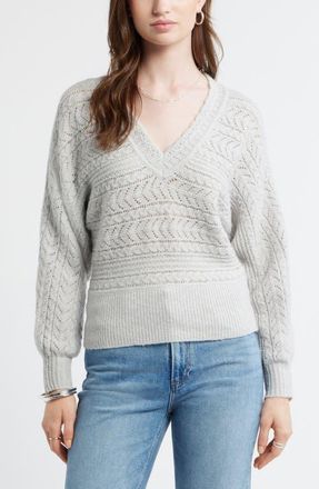 Treasure & Bond Pointelle Dolman Sleeve Sweater in Grey Light Heather at Nordstrom, Size Xx-Small