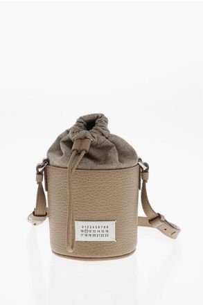 Maison Margiela MM11 Borsa Mini Secchiello 5AC in Pelle Martellata con Etich taglia Un