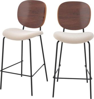Rendez-Vous D&eacute;co Set De 2 Sillas De Bar De Tela Beige 65,5cm - Simone