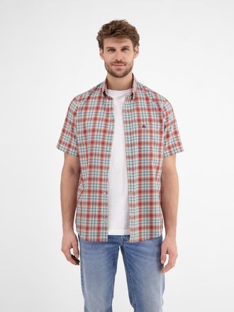 Lerros Karohemd LERROS, Damen, Gr. XL, N-Gr, rot (earth rot), Twill, Obermaterial: 100% Baumwolle, kariert, regular fit taillenbedeckt, Hemden Karohemd, mit 