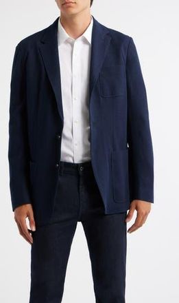 Canali Trim Fit Navy Knit Cotton Blend Blazer at Nordstrom Rack, Size 43 Us / 54 Eu Regular